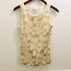 Trina Turk Metallic Silk Tank XS cream silver gold